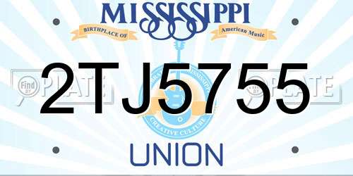 2TJ5755 Mississippi License Plate