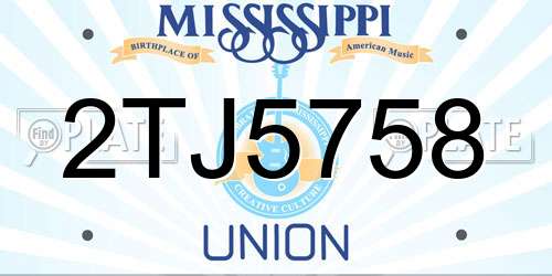 2TJ5758 Mississippi License Plate