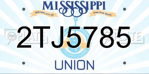 2TJ5785 Mississippi License Plate