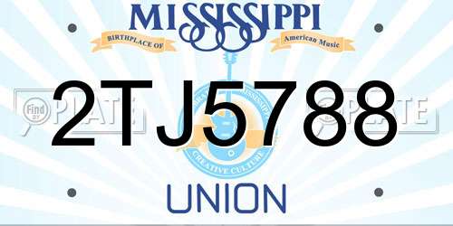 2TJ5788 Mississippi License Plate