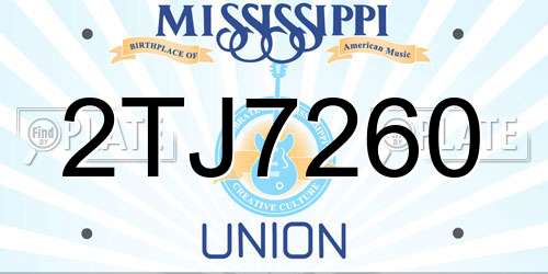 2TJ7260 Mississippi License Plate
