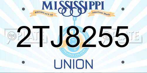 2TJ8255 Mississippi License Plate