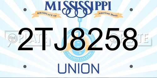 2TJ8258 Mississippi License Plate