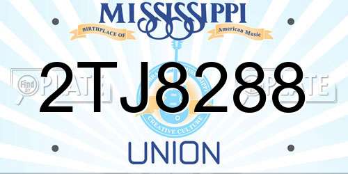 2TJ8288 Mississippi License Plate