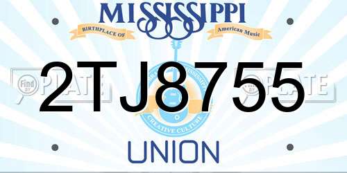 2TJ8755 Mississippi License Plate