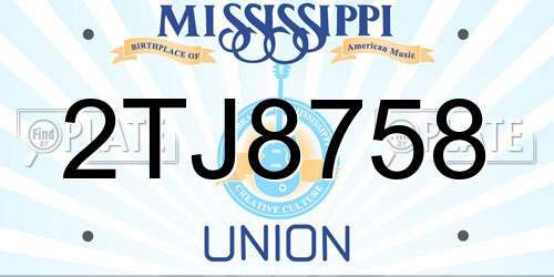 2TJ8758 Mississippi License Plate