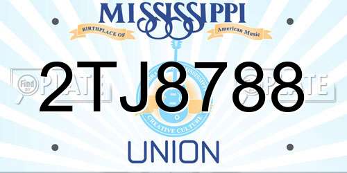 2TJ8788 Mississippi License Plate