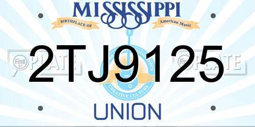 2TJ9125 Mississippi License Plate