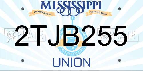 2TJB255 Mississippi License Plate