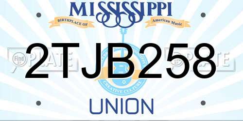 2TJB258 Mississippi License Plate