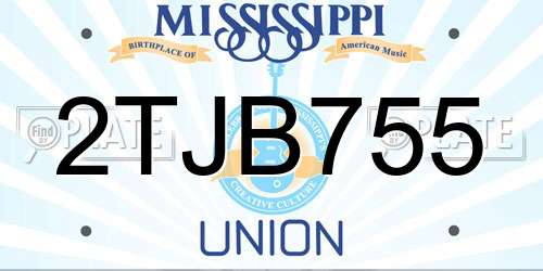 2TJB755 Mississippi License Plate