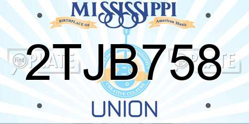 2TJB758 Mississippi License Plate