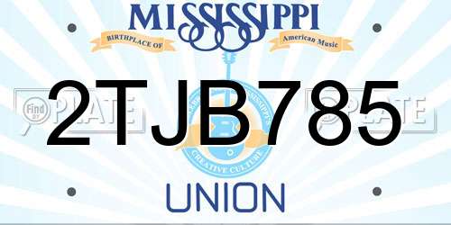 2TJB785 Mississippi License Plate