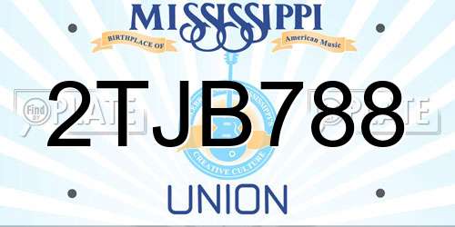 2TJB788 Mississippi License Plate