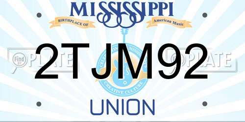 2TJM92 Mississippi License Plate