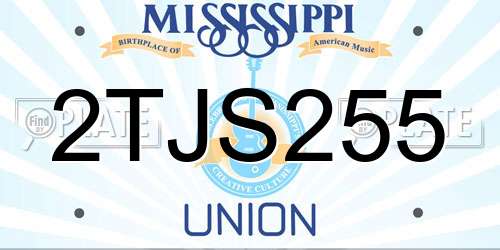 2TJS255 Mississippi License Plate