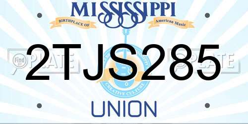 2TJS285 Mississippi License Plate