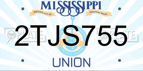 2TJS755 Mississippi License Plate