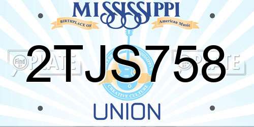 2TJS758 Mississippi License Plate