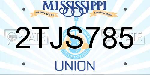 2TJS785 Mississippi License Plate