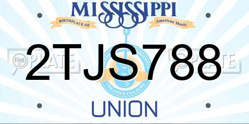 2TJS788 Mississippi License Plate