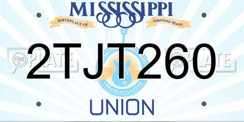 2TJT260 Mississippi License Plate