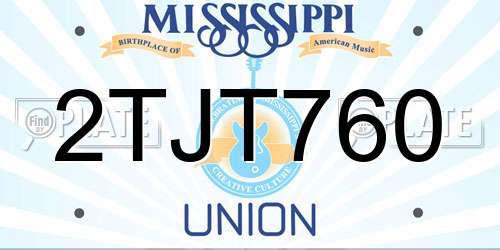 2TJT760 Mississippi License Plate