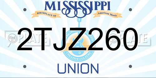 2TJZ260 Mississippi License Plate