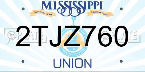 2TJZ760 Mississippi License Plate