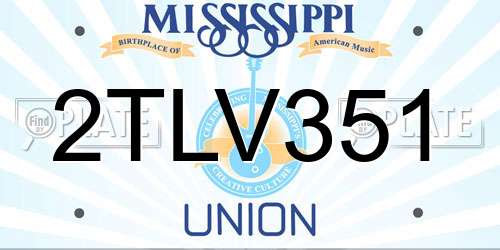 2TLV351 Mississippi License Plate