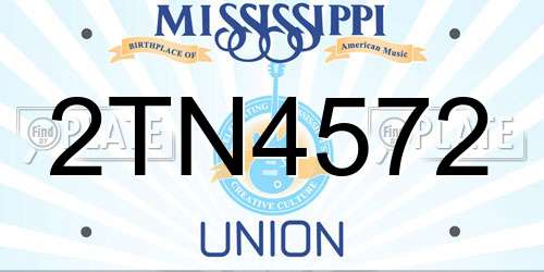2TN4572 Mississippi License Plate