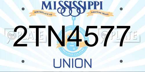 2TN4577 Mississippi License Plate