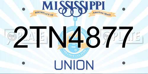 2TN4877 Mississippi License Plate