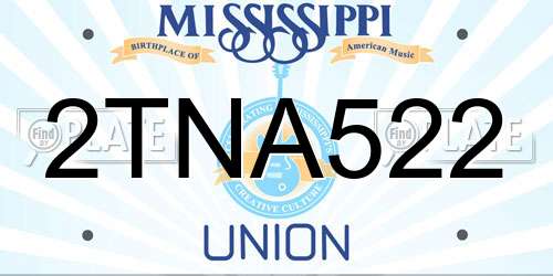 2TNA522 Mississippi License Plate