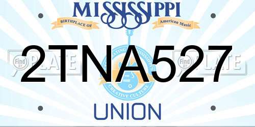 2TNA527 Mississippi License Plate
