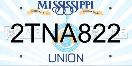 2TNA822 Mississippi License Plate