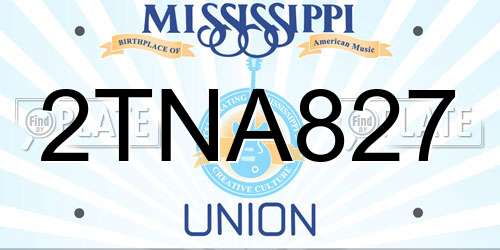 2TNA827 Mississippi License Plate