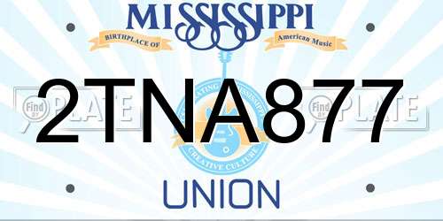 2TNA877 Mississippi License Plate