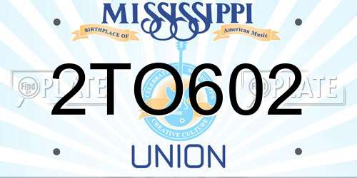 2TO602 Mississippi License Plate