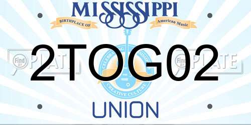 2TOG02 Mississippi License Plate