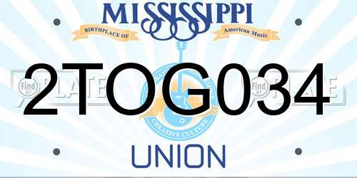 2TOG034 Mississippi License Plate