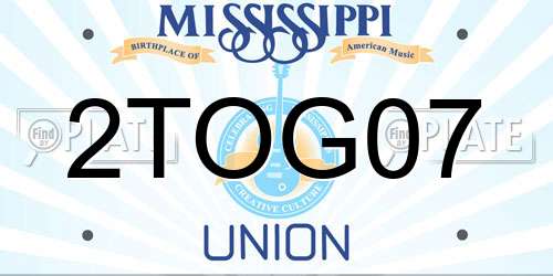 2TOG07 Mississippi License Plate