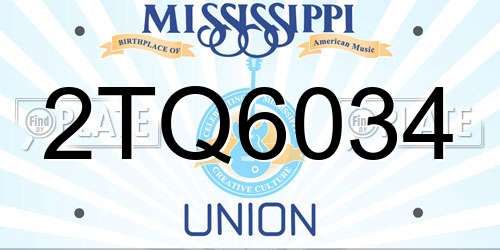 2TQ6034 Mississippi License Plate