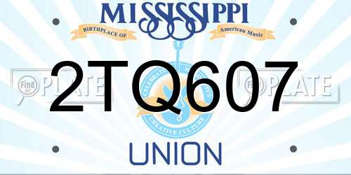2TQ607 Mississippi License Plate