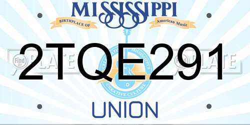 2TQE291 Mississippi License Plate