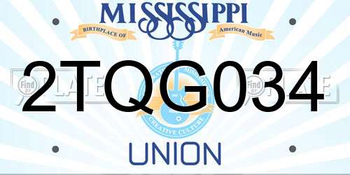 2TQG034 Mississippi License Plate