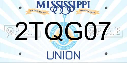 2TQG07 Mississippi License Plate