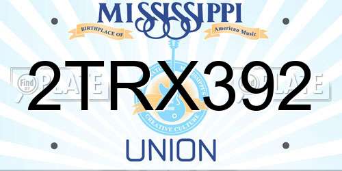 2TRX392 Mississippi License Plate