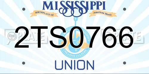 2TS0766 Mississippi License Plate