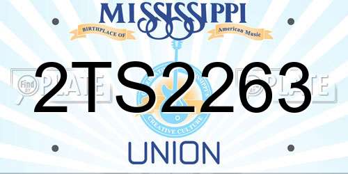 2TS2263 Mississippi License Plate